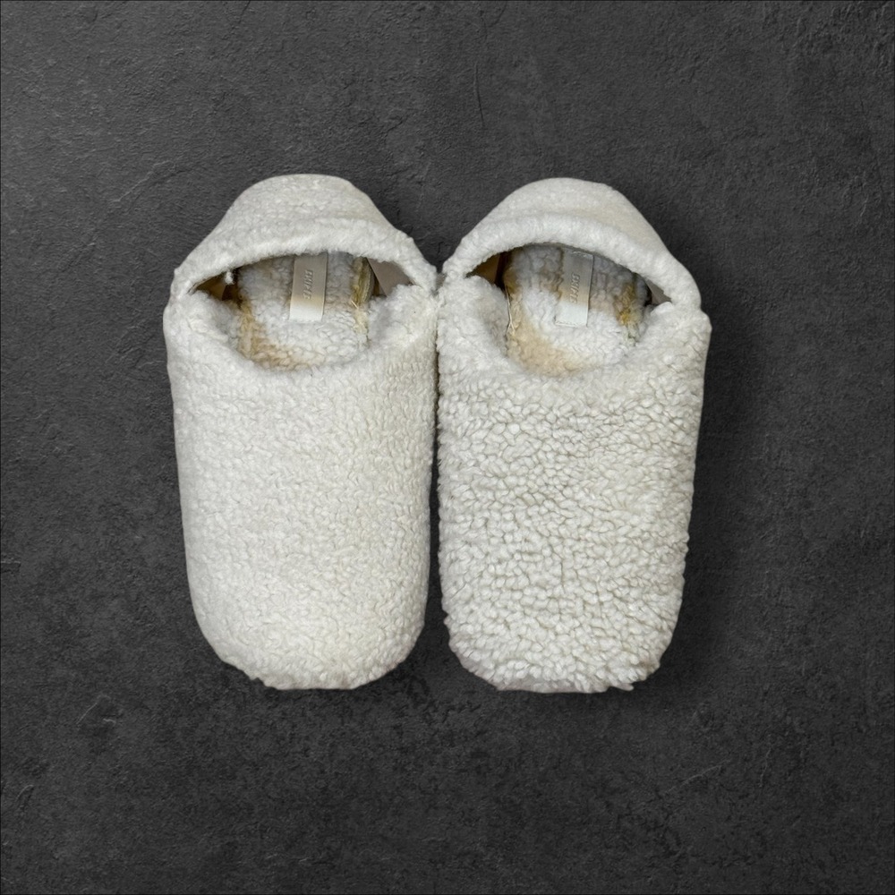 Skims Women Warm Sherpa Fleece Slippers Cozy House Shoes Size 39‎ EU Cream